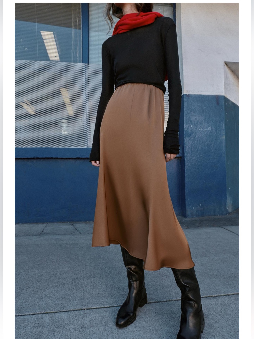 ZARA SATIN MIDI SKIRT Size S NWT